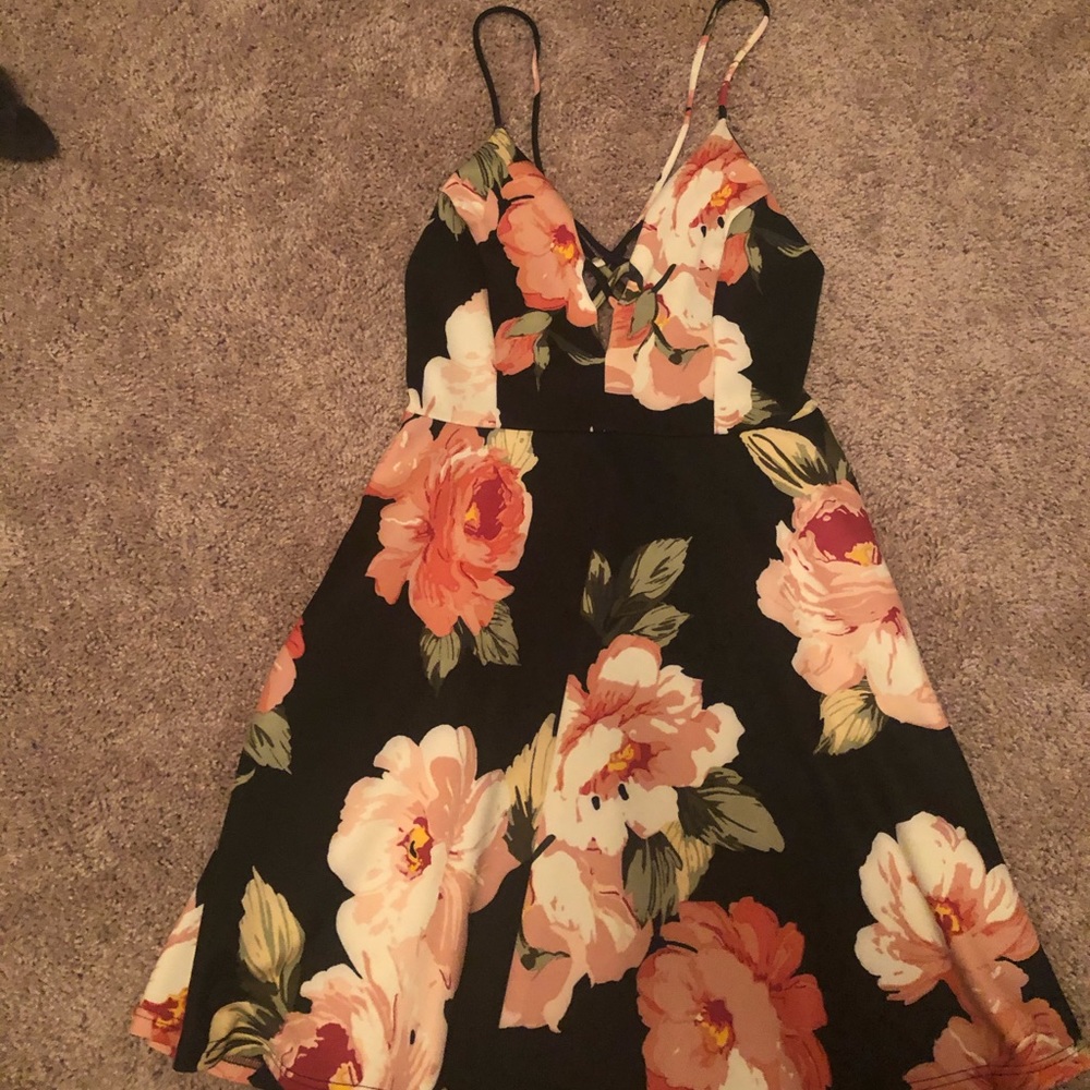 Papaya open back floral dress